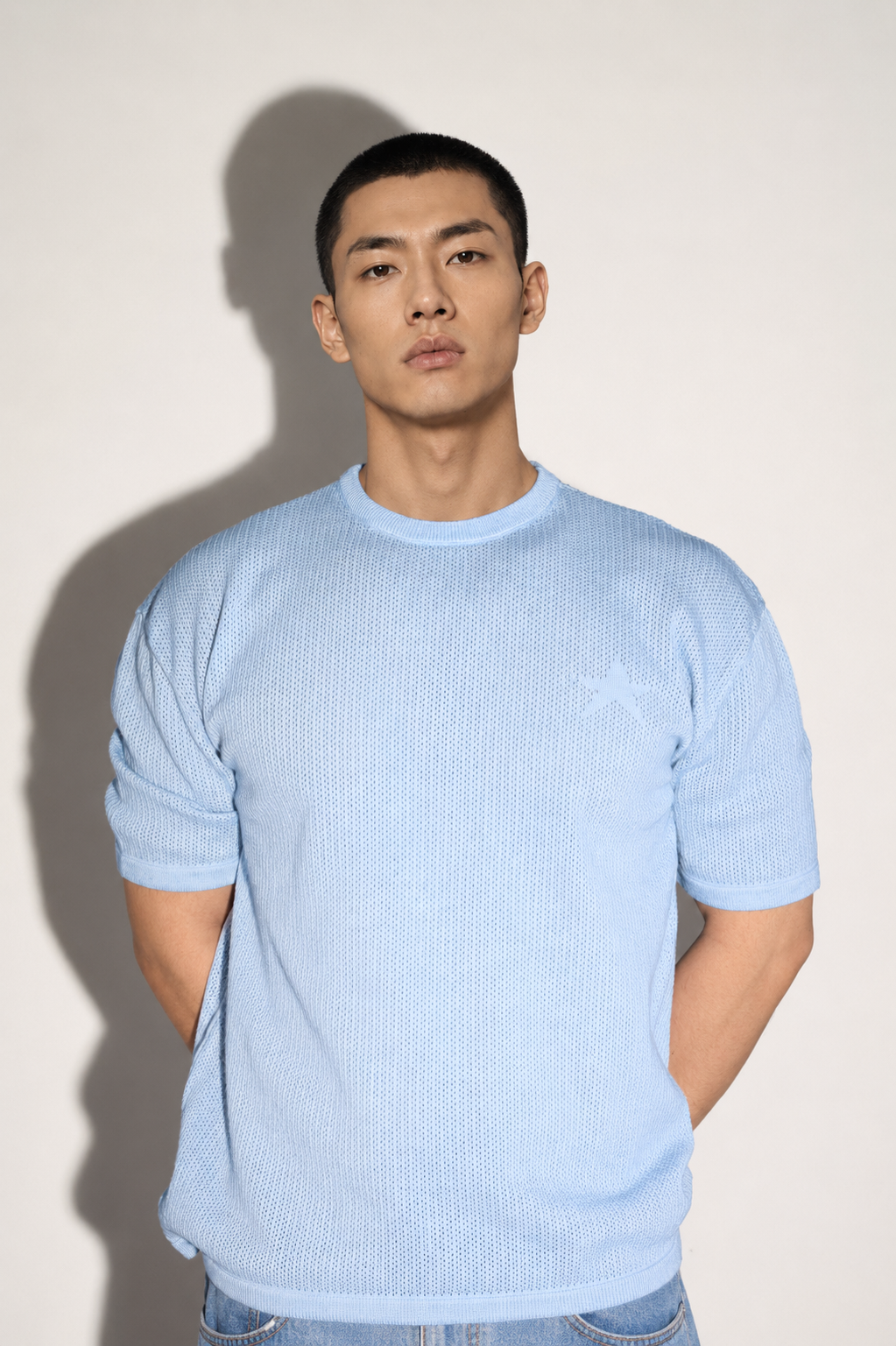 Origin Textured Knit Tee - Sky Blue - Image 7