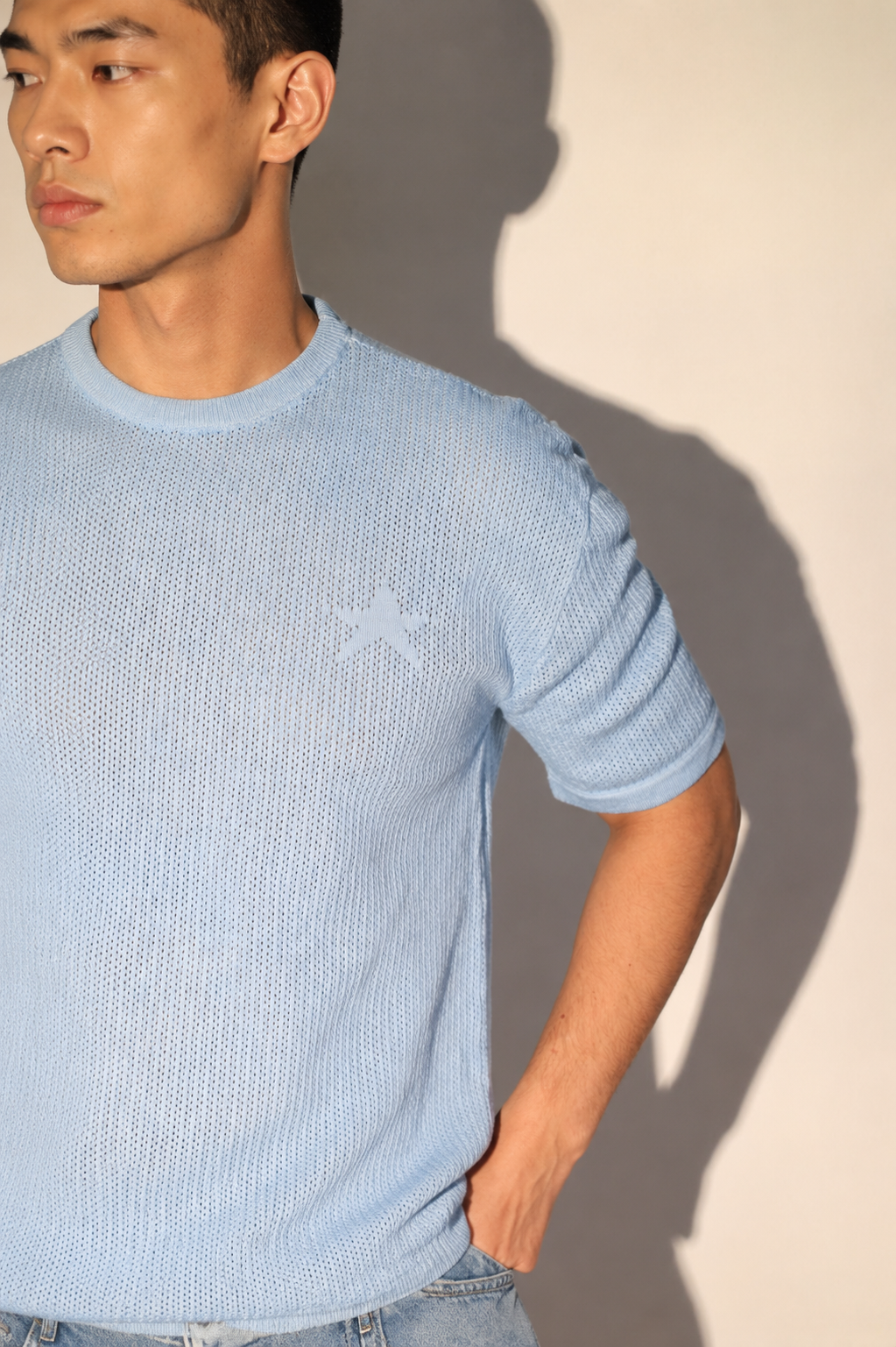 Origin Textured Knit Tee - Sky Blue - Image 8