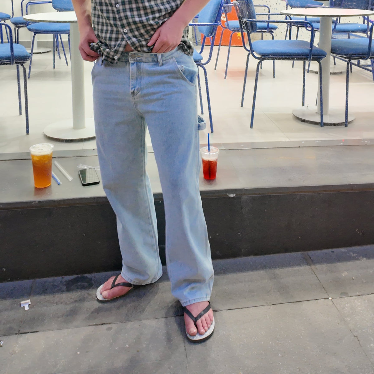 Utility Relaxed Jeans - Light Blue - Image 3